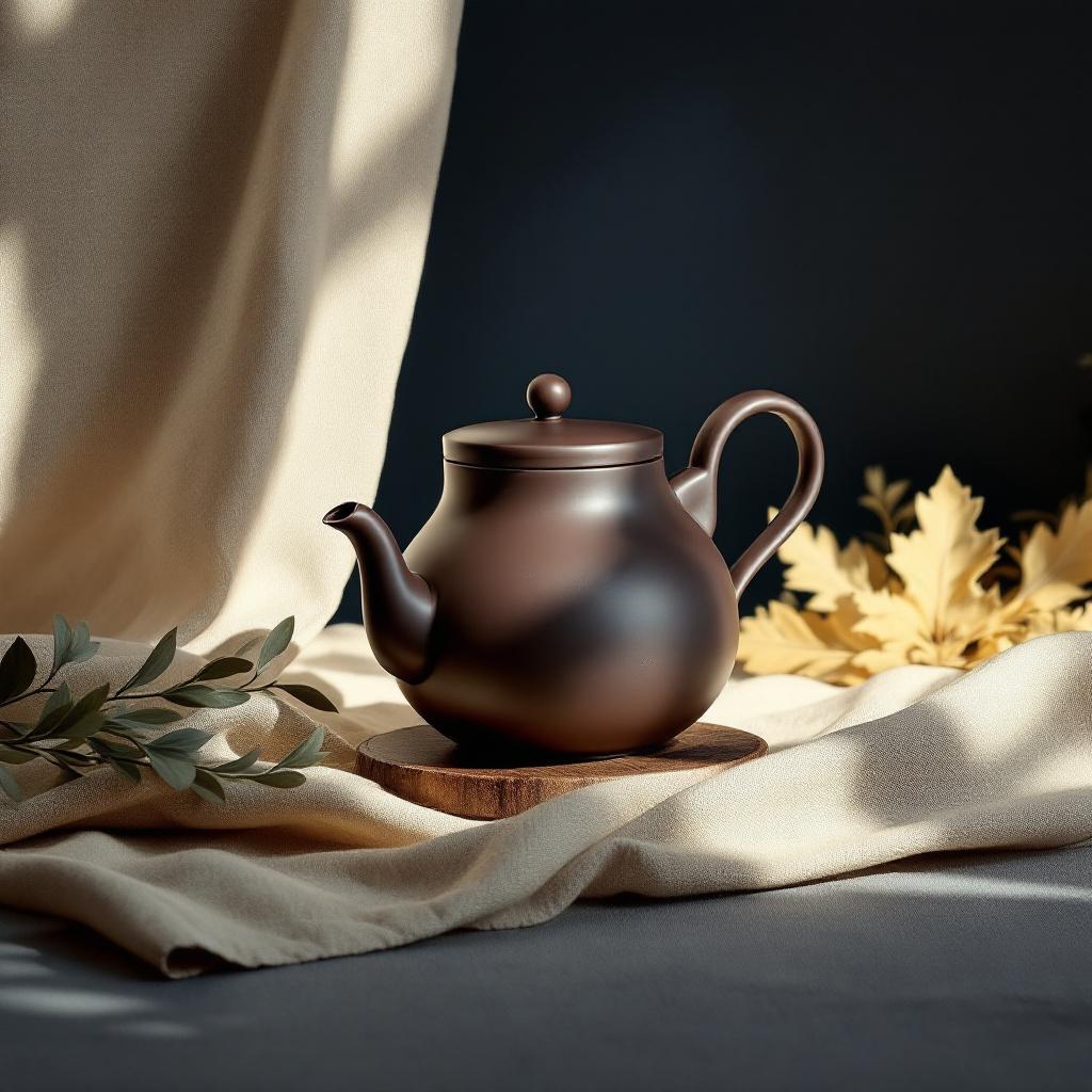 Evergreen Teapot — Handcrafted porcelain teapot featuring a unique glaze and ergonomic design, perf